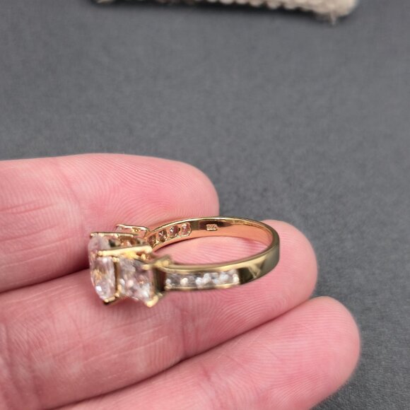 Size 6.75 Gold Over Sterling Silver Quality Cubic Zirconia Ring A6449 - Picture 6 of 9